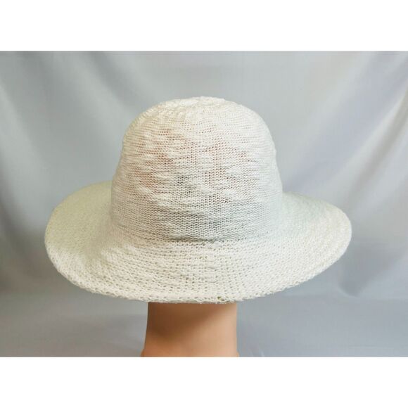 Shihreen White Woven Sun Hat Packable EUC Hiking Outdoors Wide Brim Vacation - Picture 4 of 8